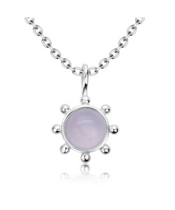 Rose Quartz Natural Round Stone Silver Necklace SPE-5143